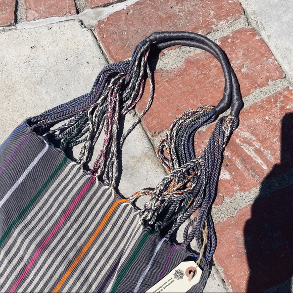 Handmade Luz Cotton Las Rayas Striped Tote Bag - Picture 3 of 6